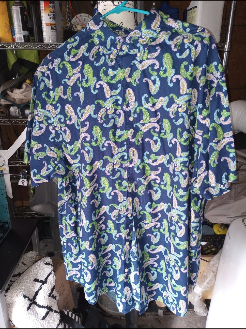 Daniel Cremieux Navy Short-Sleeve Paisley Button-Down Shirt